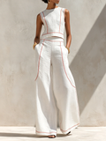 Vittoria | Conjunto blanco con top sin mangas y pantalón ancho