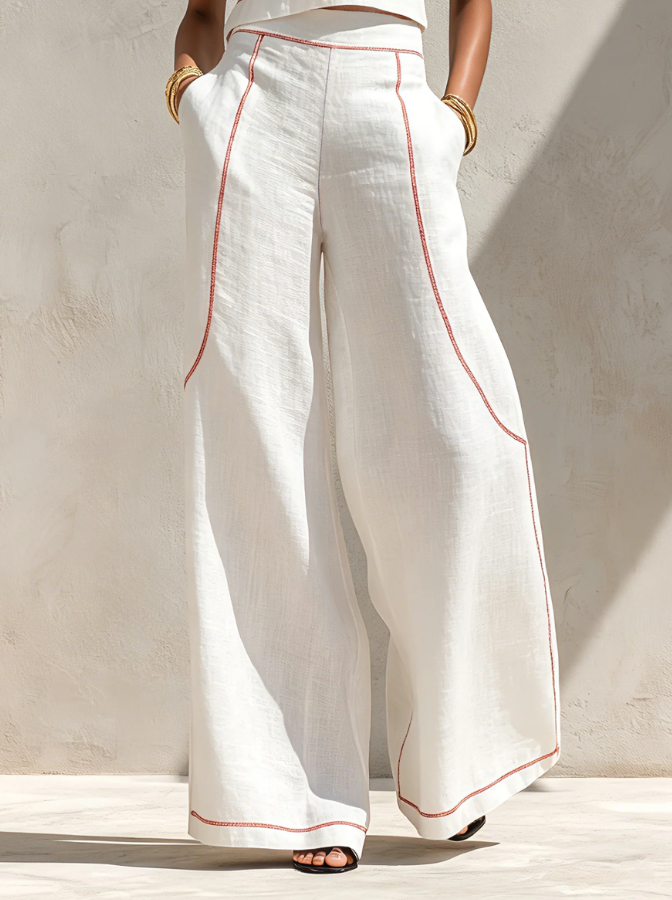 Vittoria | Conjunto blanco con top sin mangas y pantalón ancho