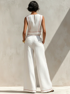 Vittoria | Conjunto blanco con top sin mangas y pantalón ancho