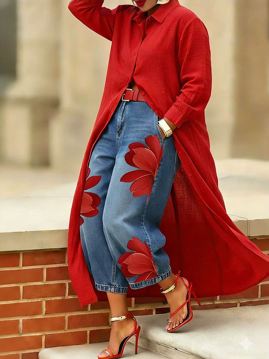 Emma | Vaquero holgado floral