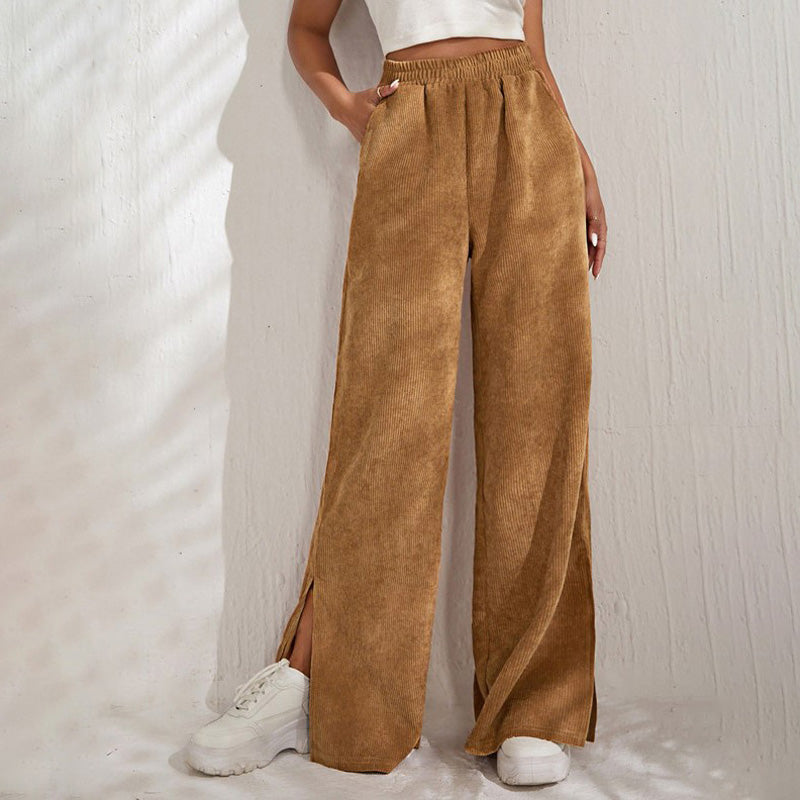 Moniek | Pantalón casual acanalado liso