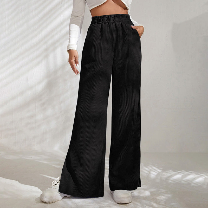 Moniek | Pantalón casual acanalado liso