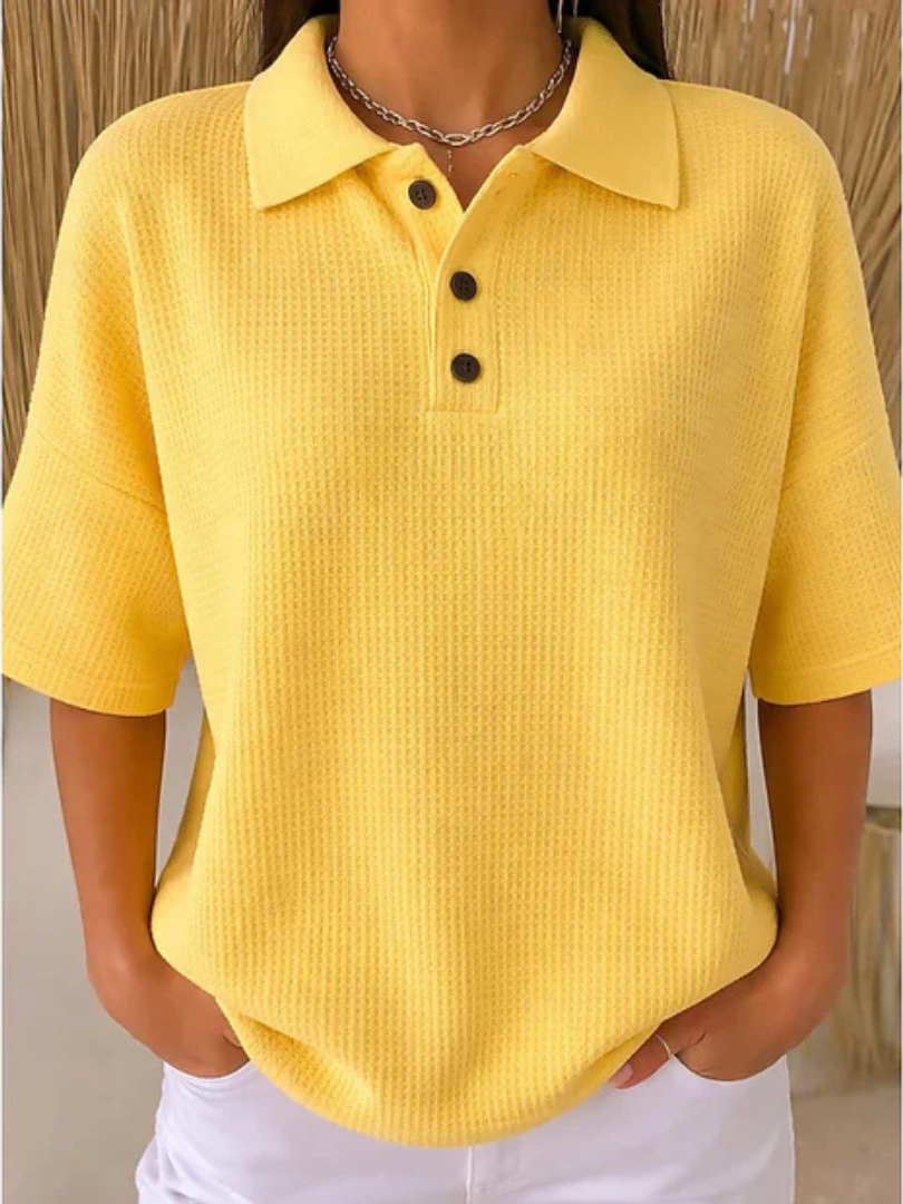 Gisela | Blusa polo textura gofrada