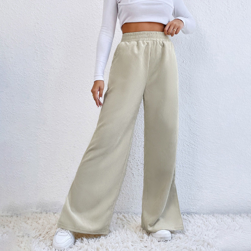 Moniek | Pantalón casual acanalado liso