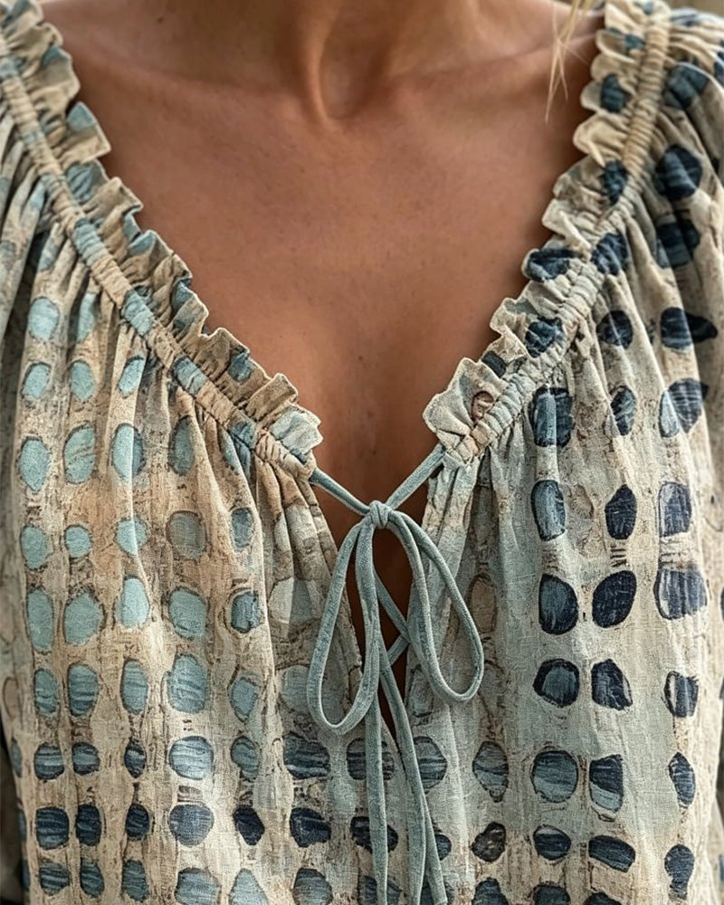 Lena | Blusa de lunares con cordón