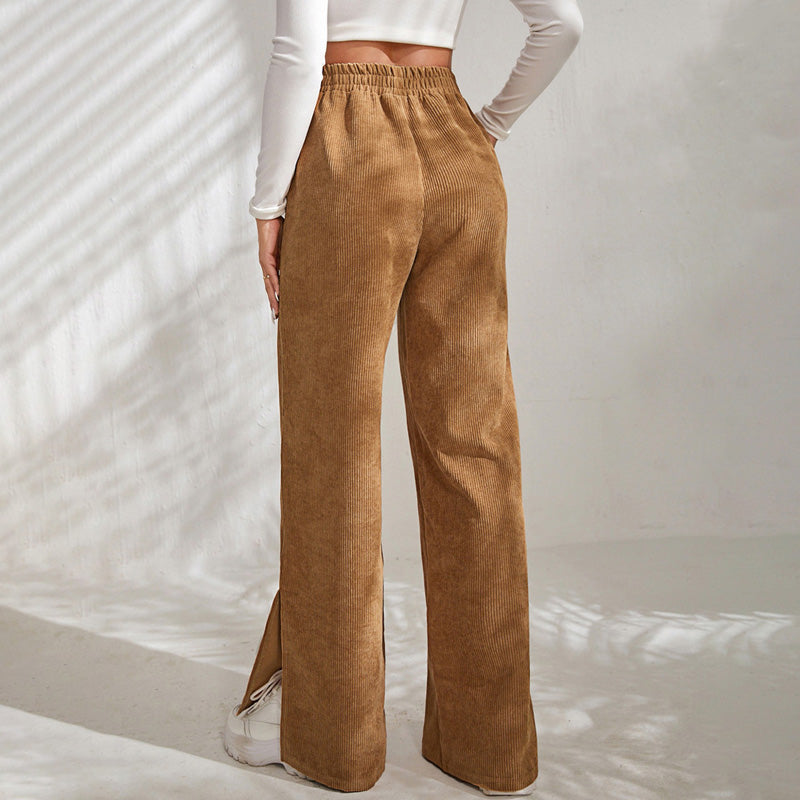 Moniek | Pantalón casual acanalado liso