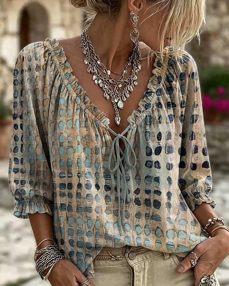 Lena | Blusa de lunares con cordón