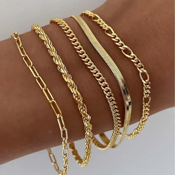 Set de 5 Pulseras en Oro
