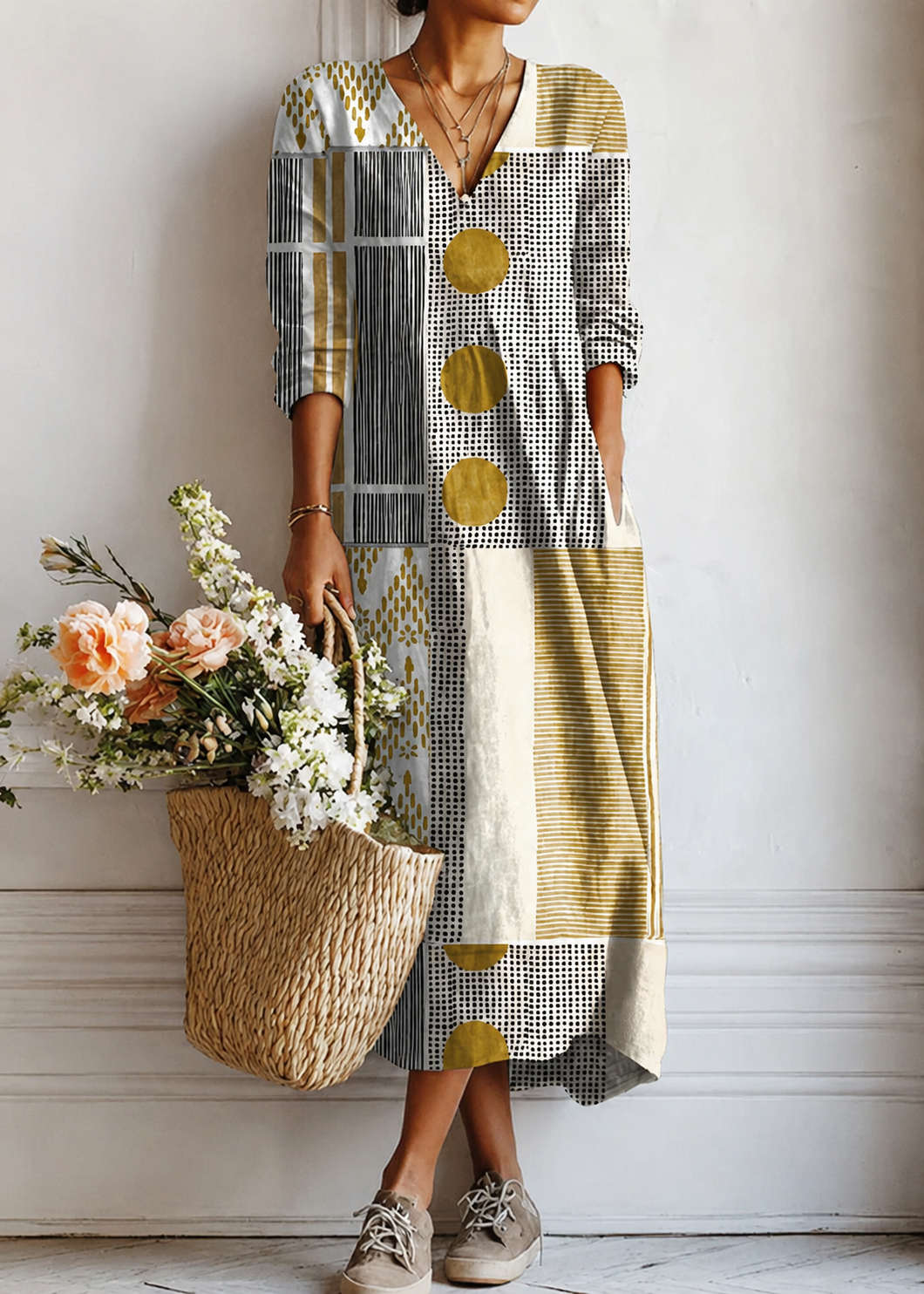 Mathilde | Vestido midi patchwork