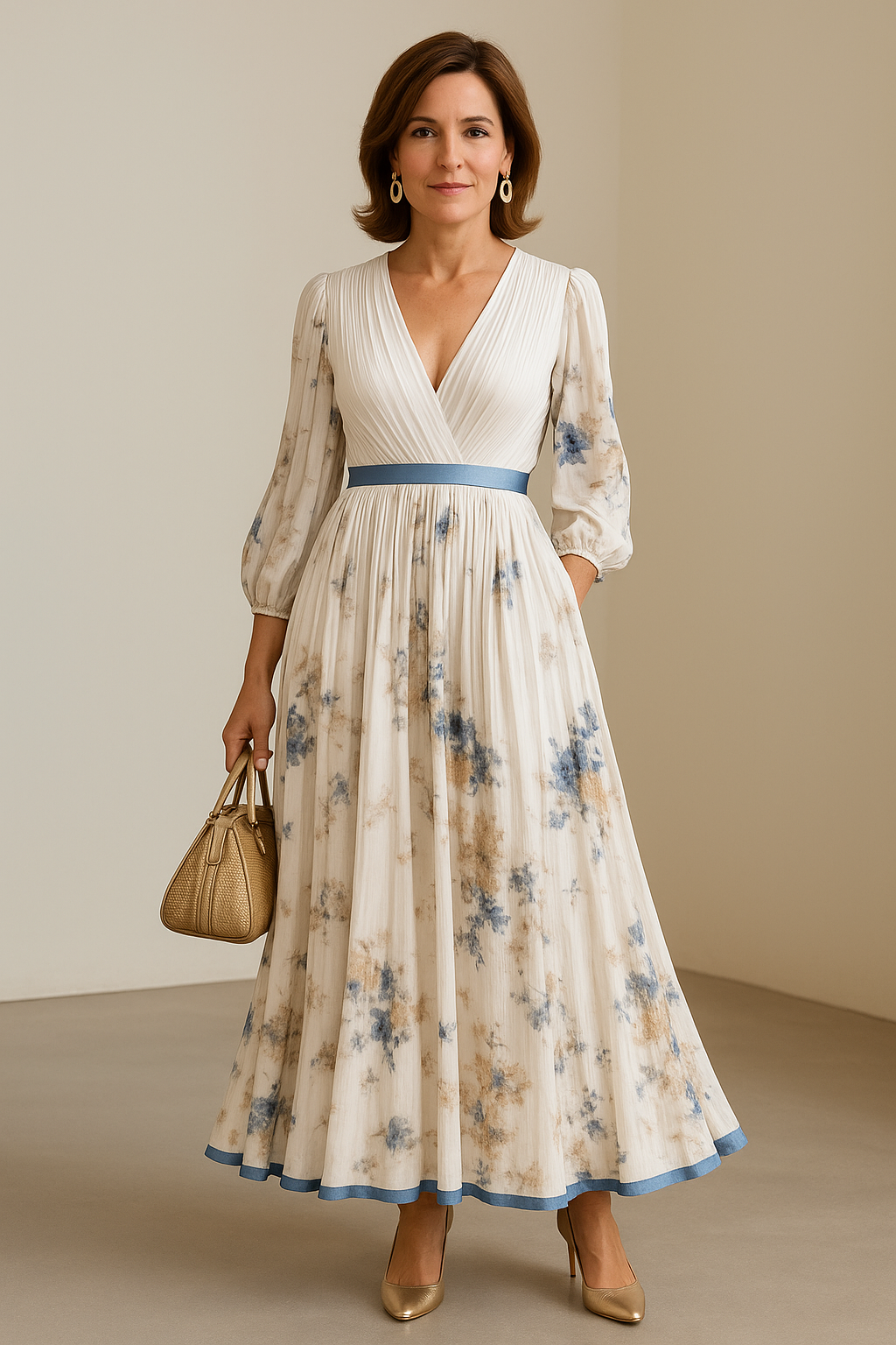 Paz | Vestido maxi plisado floral