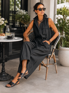 Michela | Mono cropped de algodón con cuello mao