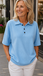 Gisela | Blusa polo textura gofrada