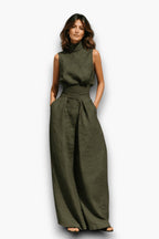 Linen Set | Conjunto de Lino Cuello Alto