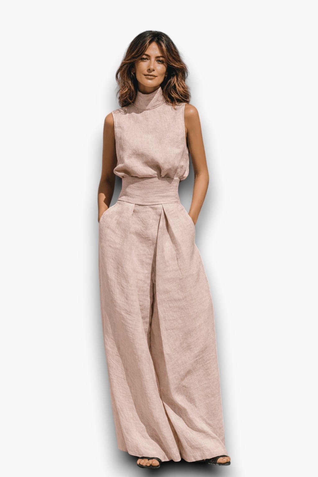 Linen Set | Conjunto de Lino Cuello Alto