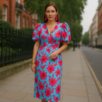 Oranit | Vestido con mangas plisadas