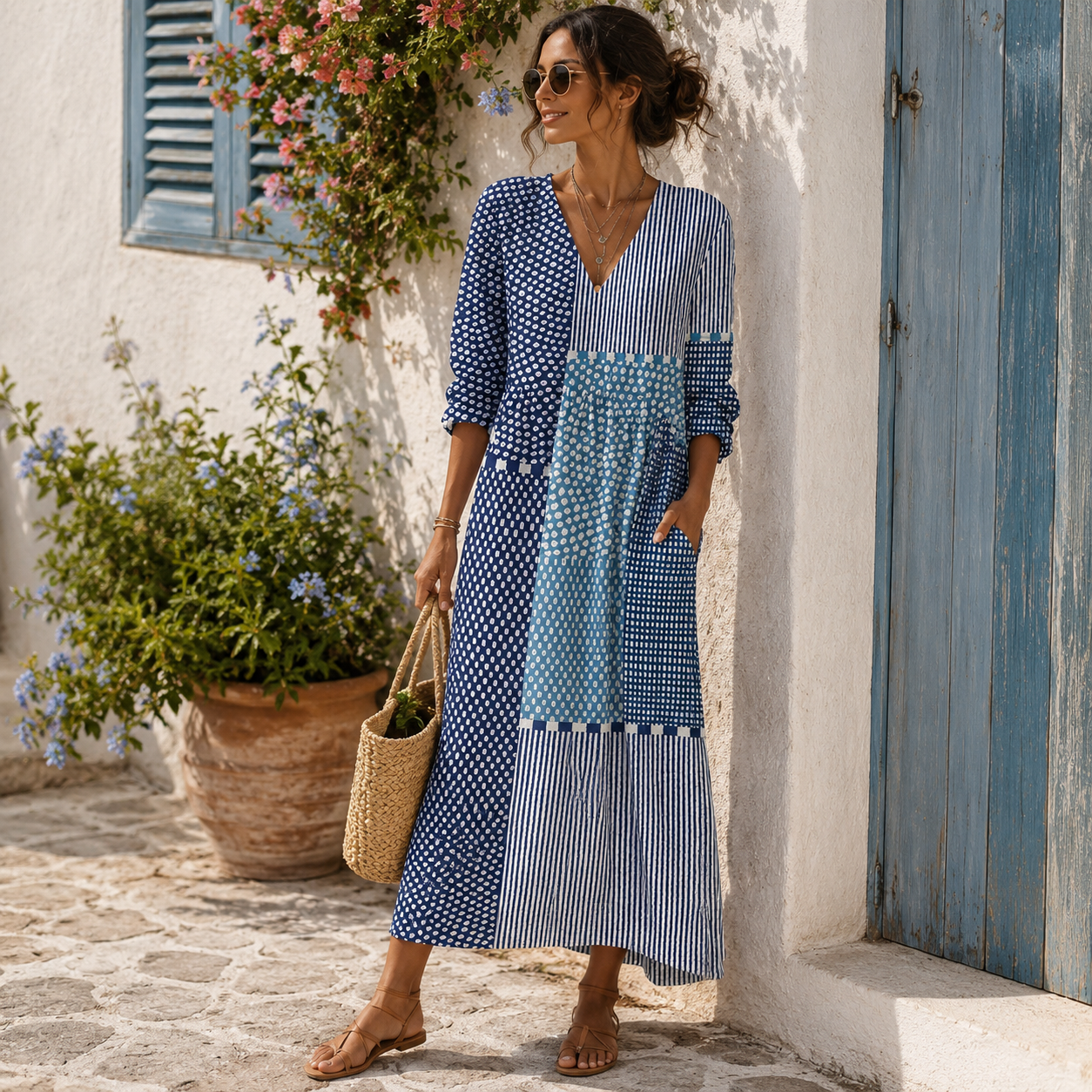 Clémence | Vestido largo Blue Mosaic
