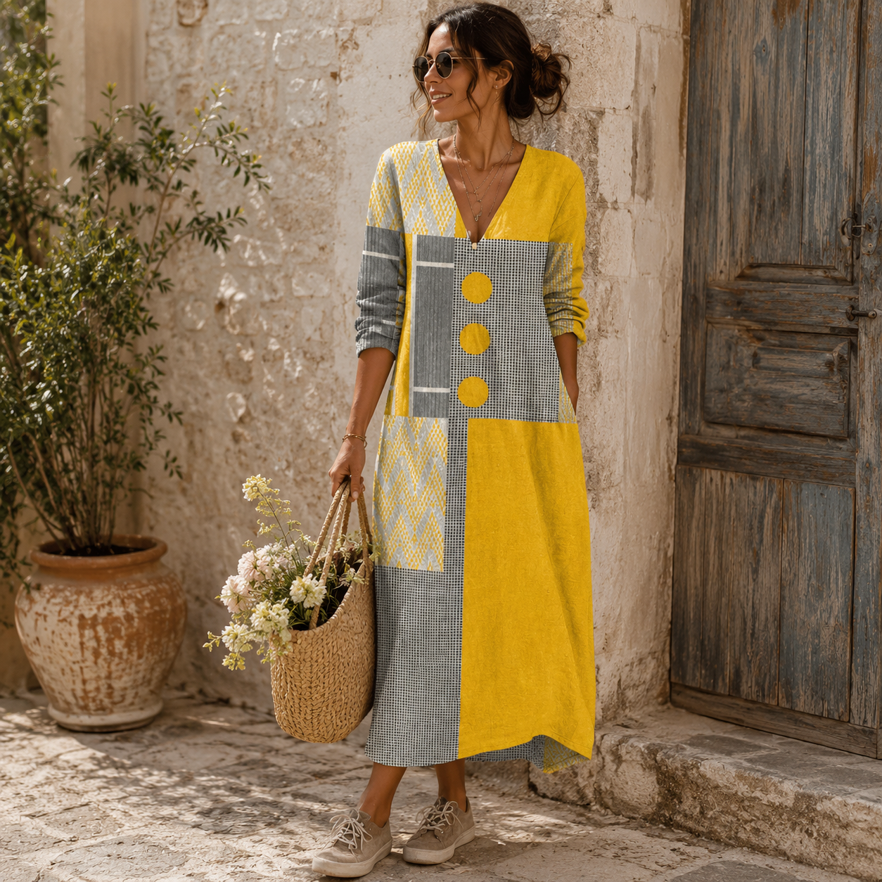 Rosalie | Vestido largo botones y estampado