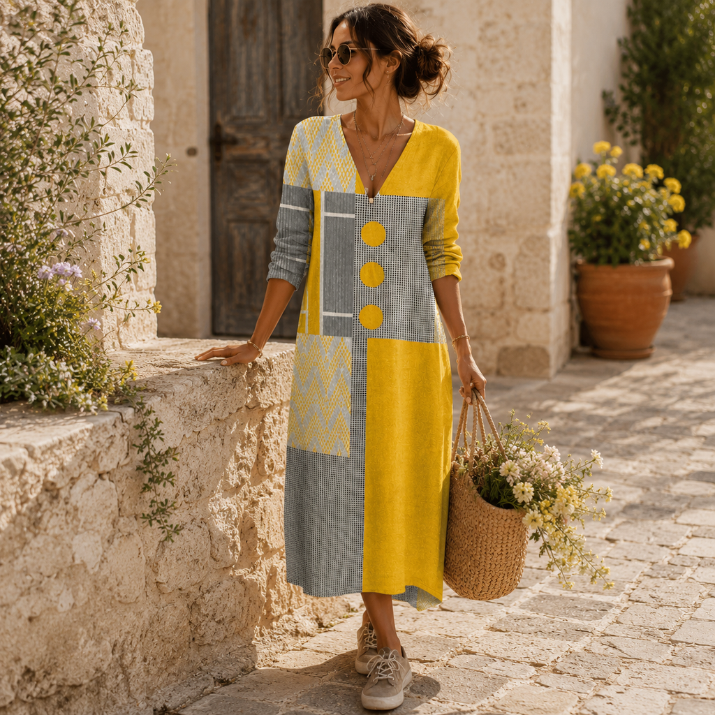 Rosalie | Vestido largo botones y estampado
