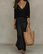 Elena | Abito Midi Satinato con Maglione Incluso