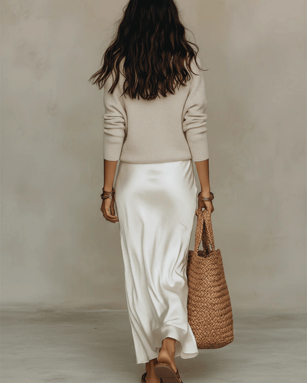 Elena | Abito Midi Satinato con Maglione Incluso