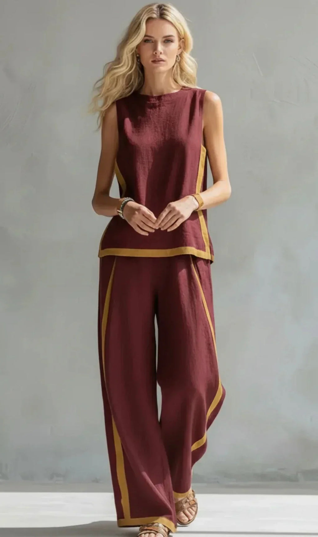 Ursula | Conjunto chaleco y pantalón bicolor chic-casual