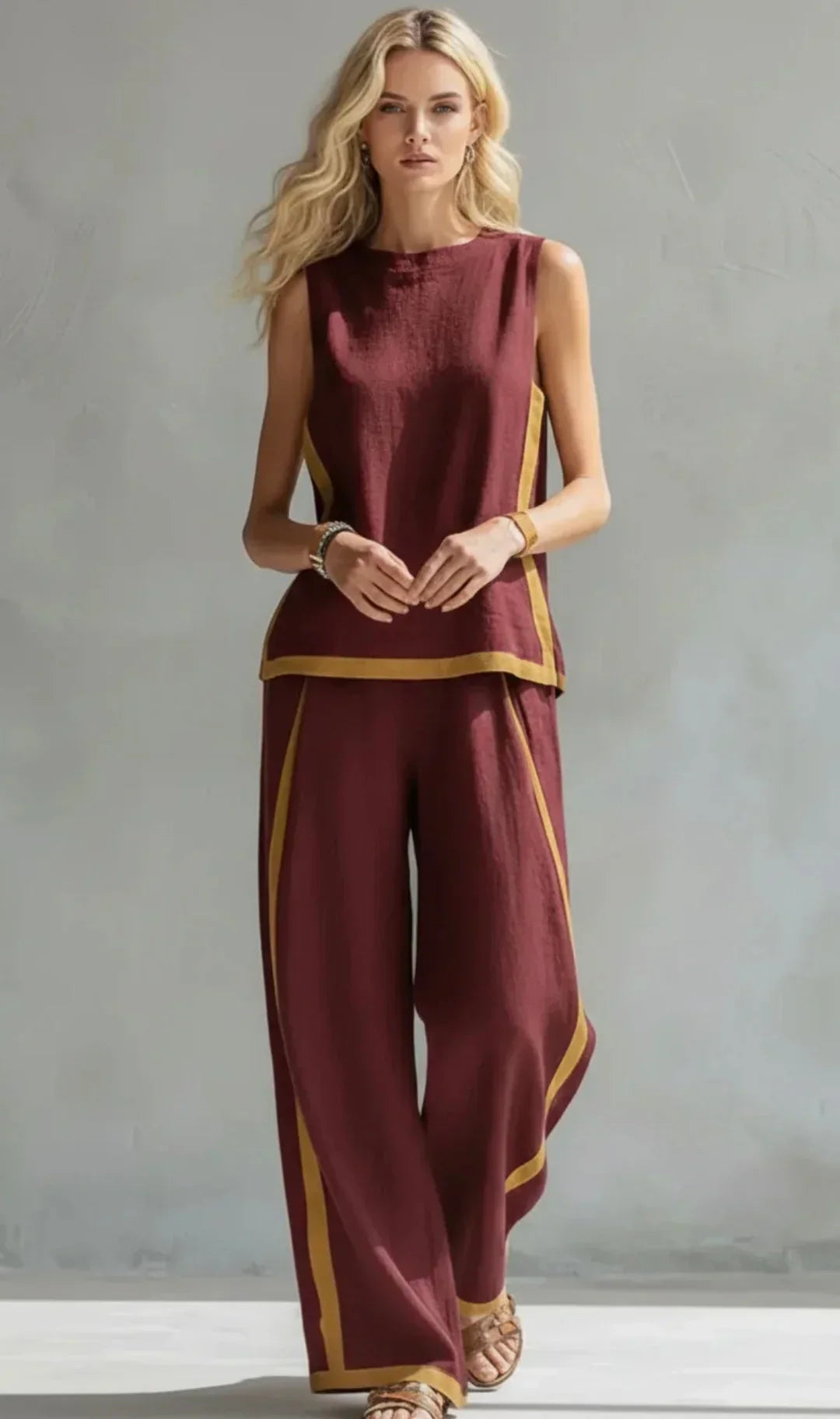 Ursula | Conjunto chaleco y pantalón bicolor chic-casual