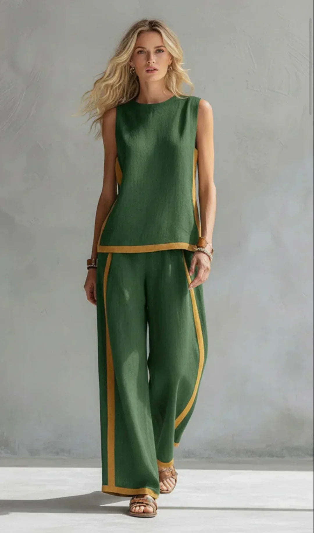 Ursula | Conjunto chaleco y pantalón bicolor chic-casual