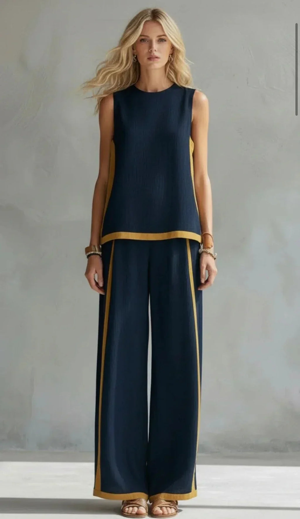 Ursula | Conjunto chaleco y pantalón bicolor chic-casual