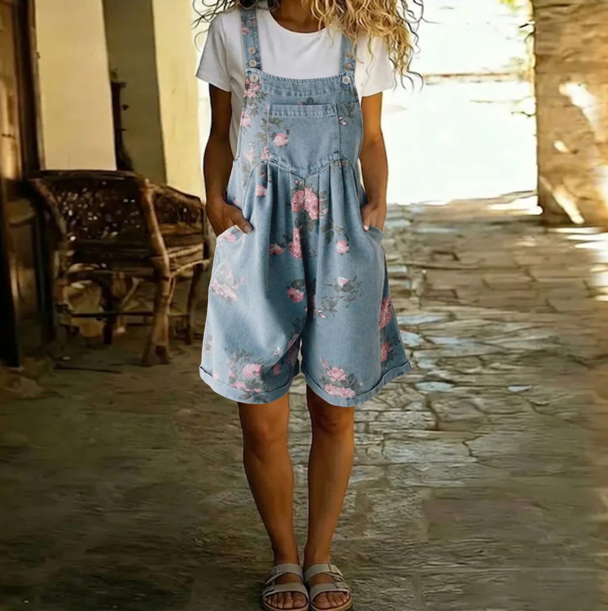Judy | Salopette Vaquera Floral Vintage Lavada