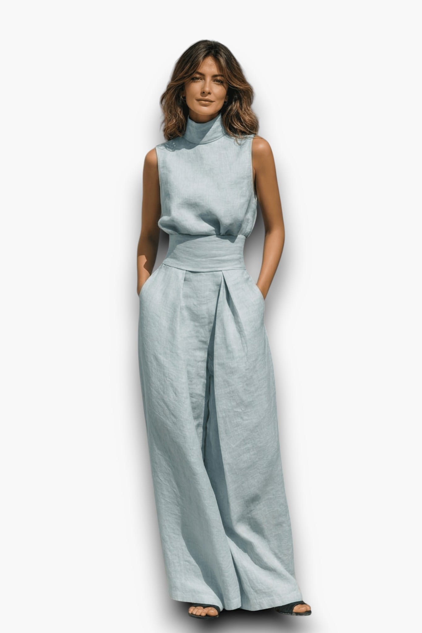 Linen Set | Conjunto de Lino Cuello Alto