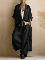 Oversized Kimono & Wide Leg Pants Two-Piece Set