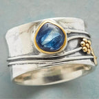 Anillo Vintage Zafiro Azul Bañado en Plata