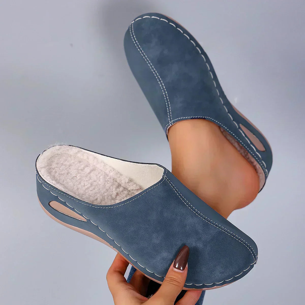 Chic Pantoufles Orthopédiques en Velours - Maison Claire et Sylvie