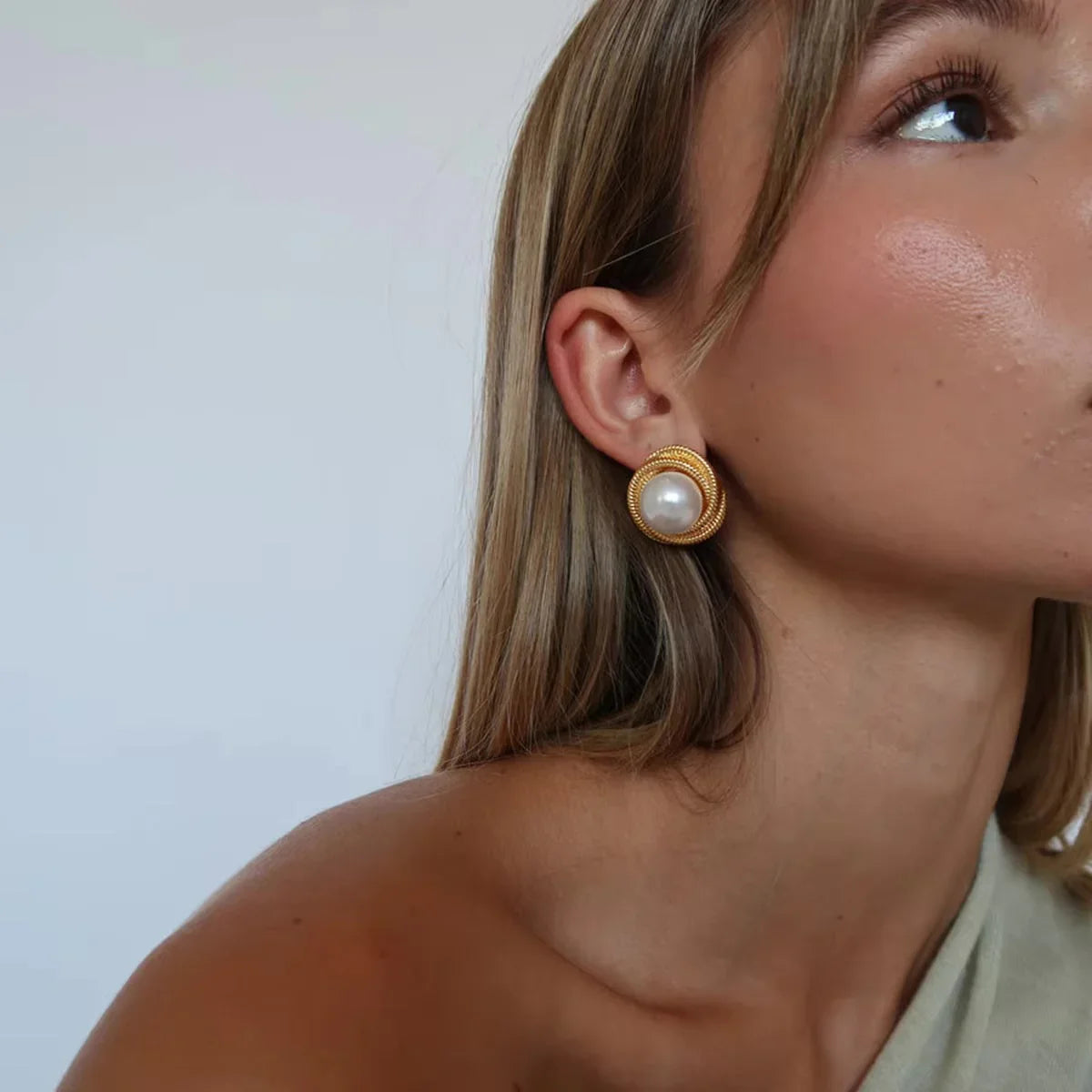 Pendientes Círculo Perlado Aqua