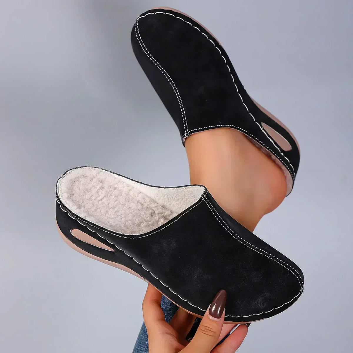 Chic Pantoufles Orthopédiques en Velours - Maison Claire et Sylvie