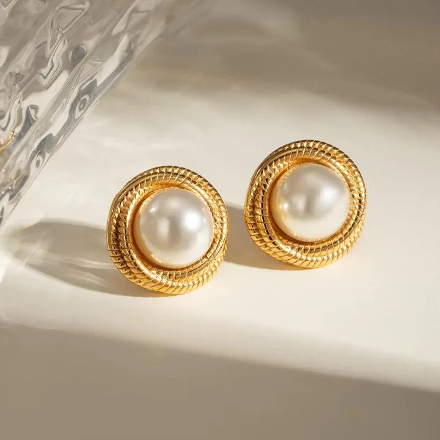 Pendientes Círculo Perlado Aqua