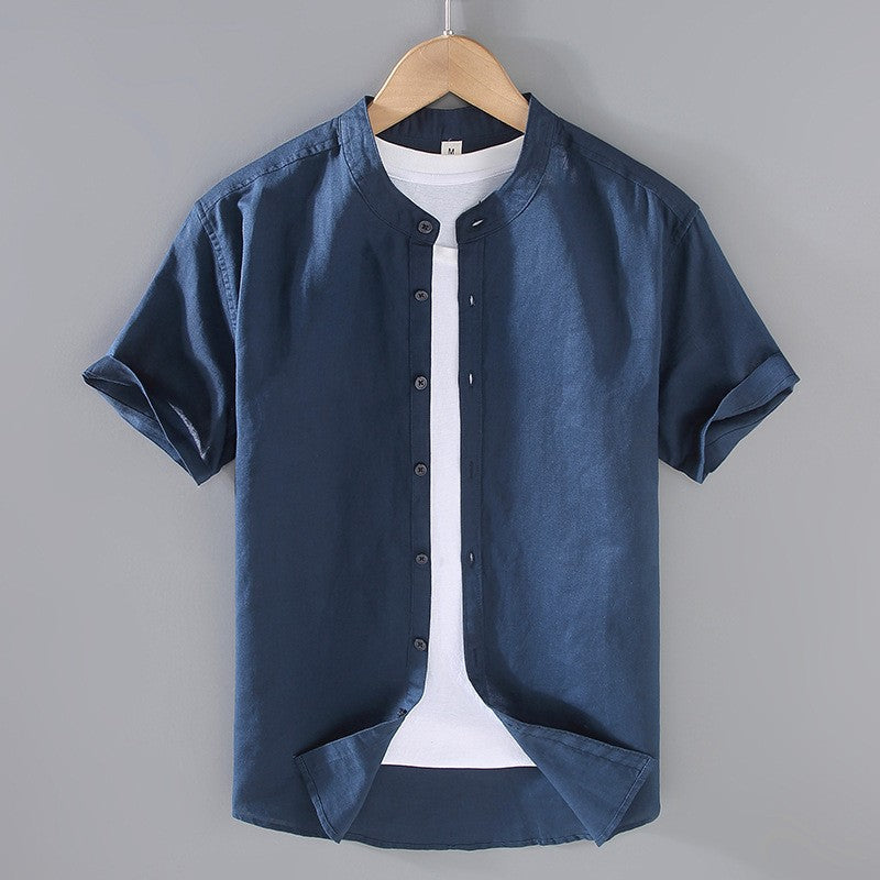 riviera-linen-shortsleeve-navy