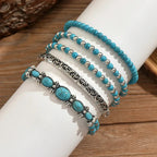 Set di braccialetti boho con perle turchesi
