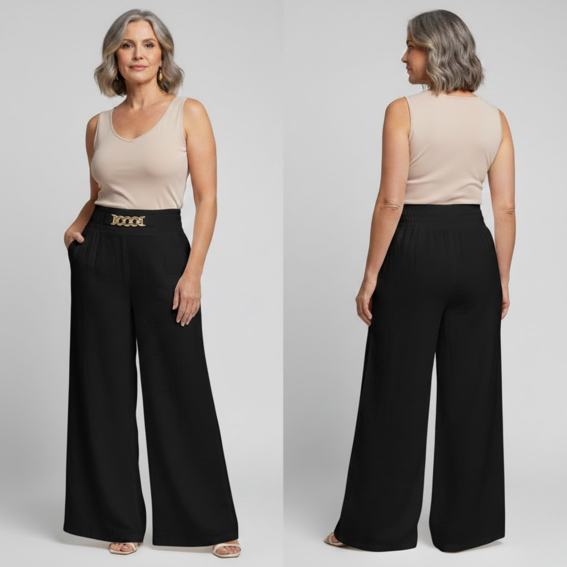 Évelyne | Pantalón ancho de talle alto