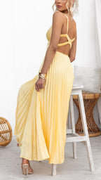 Malka | Vestido maxi plisado escote en V