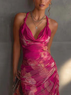 Vestido Bodycon Fucsia Estampado Floral