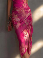 Vestido Bodycon Fucsia Estampado Floral
