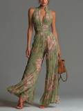 Mono Verde Floral Plisado en Chiffon