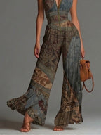 Mono Azul Grisáceo Bohemio Estampado en Chiffon
