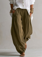 Relaxed White Shirt & Wide-Leg Lantern Trousers Set