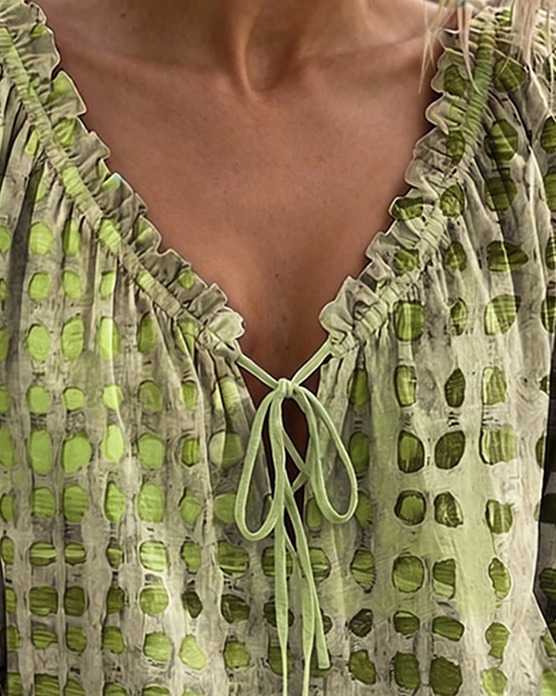 Lena | Blusa de lunares con cordón