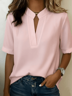 Margaux | Chic V-Neck Blouse with Gold Detail