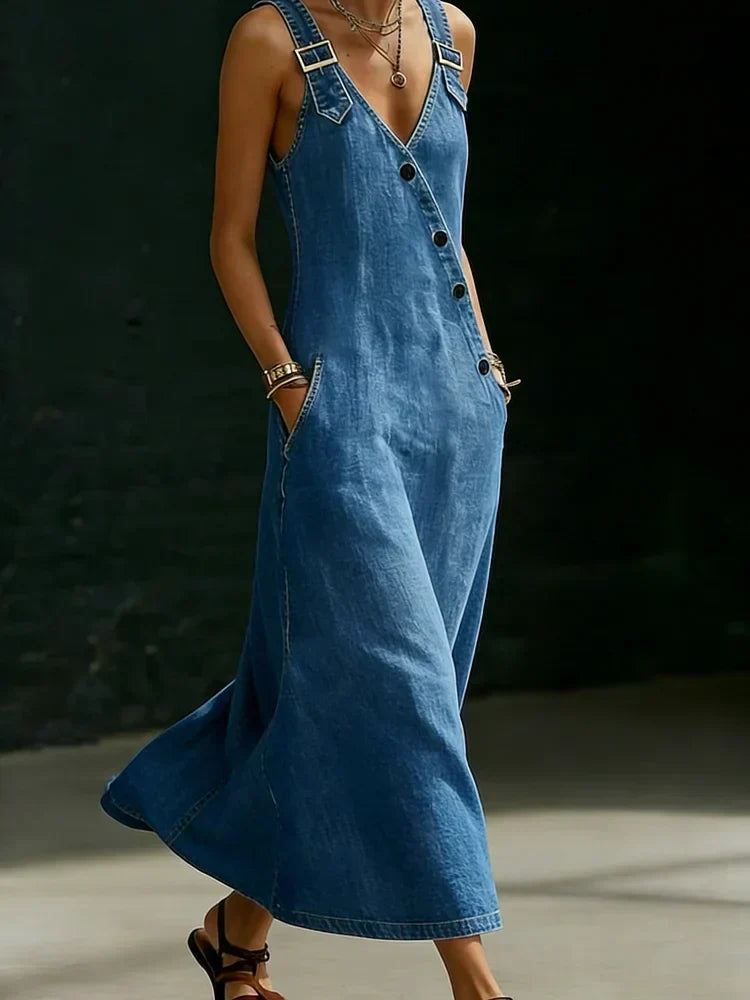 Vera | Vestido Largo Vaquero con Botones