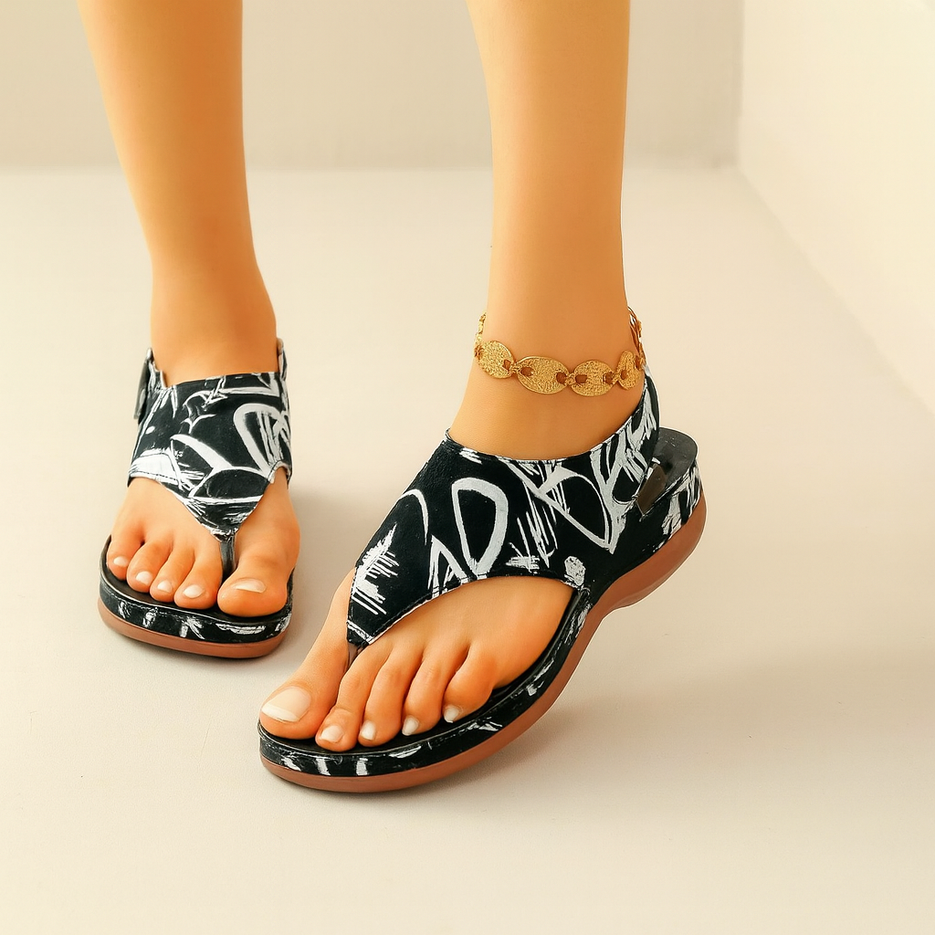 Sandales de confort orthopédique en cuir chic - Maison Claire et Sylvie