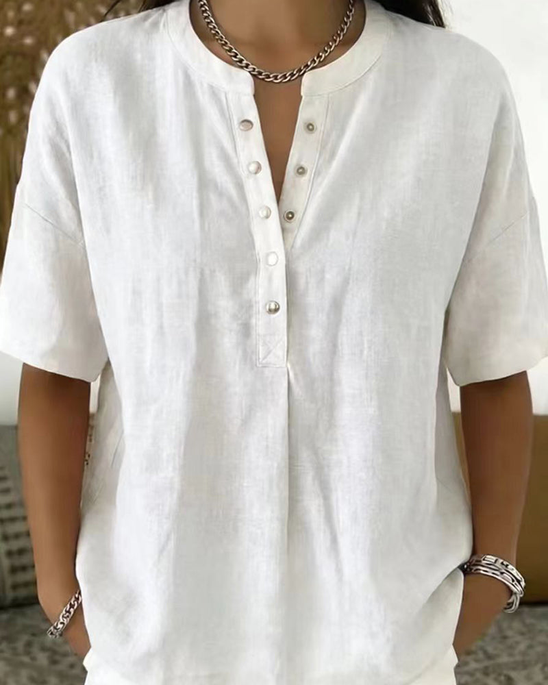 Sabine | Blusa color liso manga corta